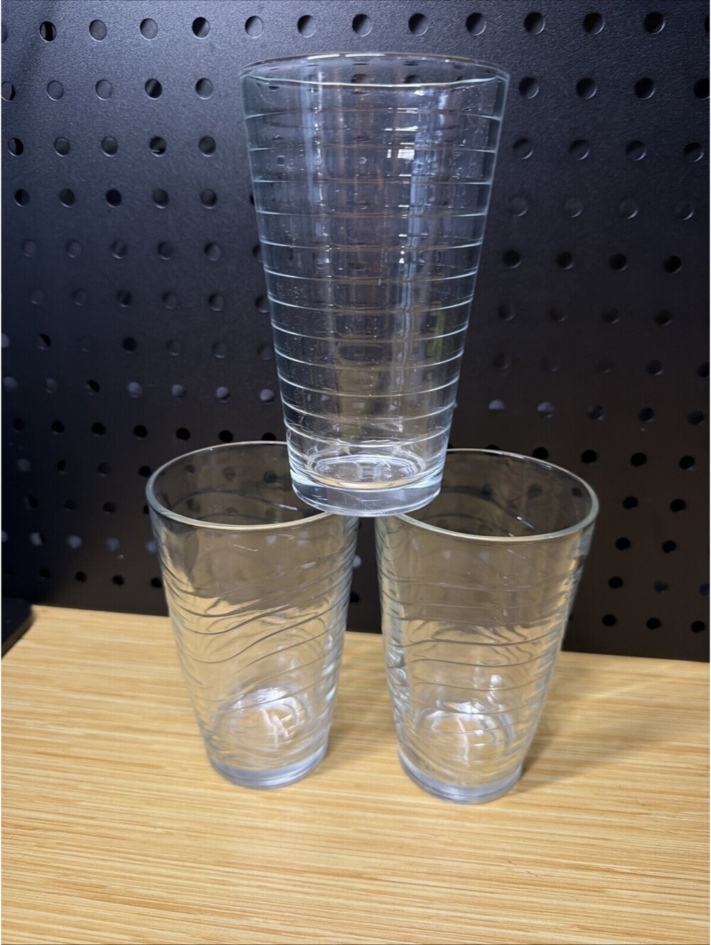 VTG Libbey Orbita Waves Drinking Glasses Clear Glass 12oz Tumblers Set of 3